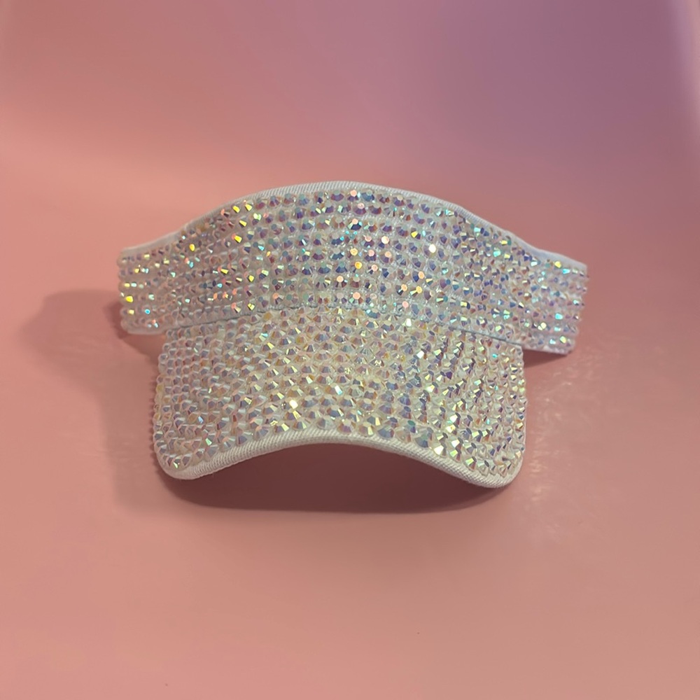 Rhinestone visor with adjustable Velcro strap